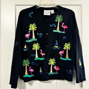 Vintage Michael Simon Flamingo Sailboats Sweater Size M